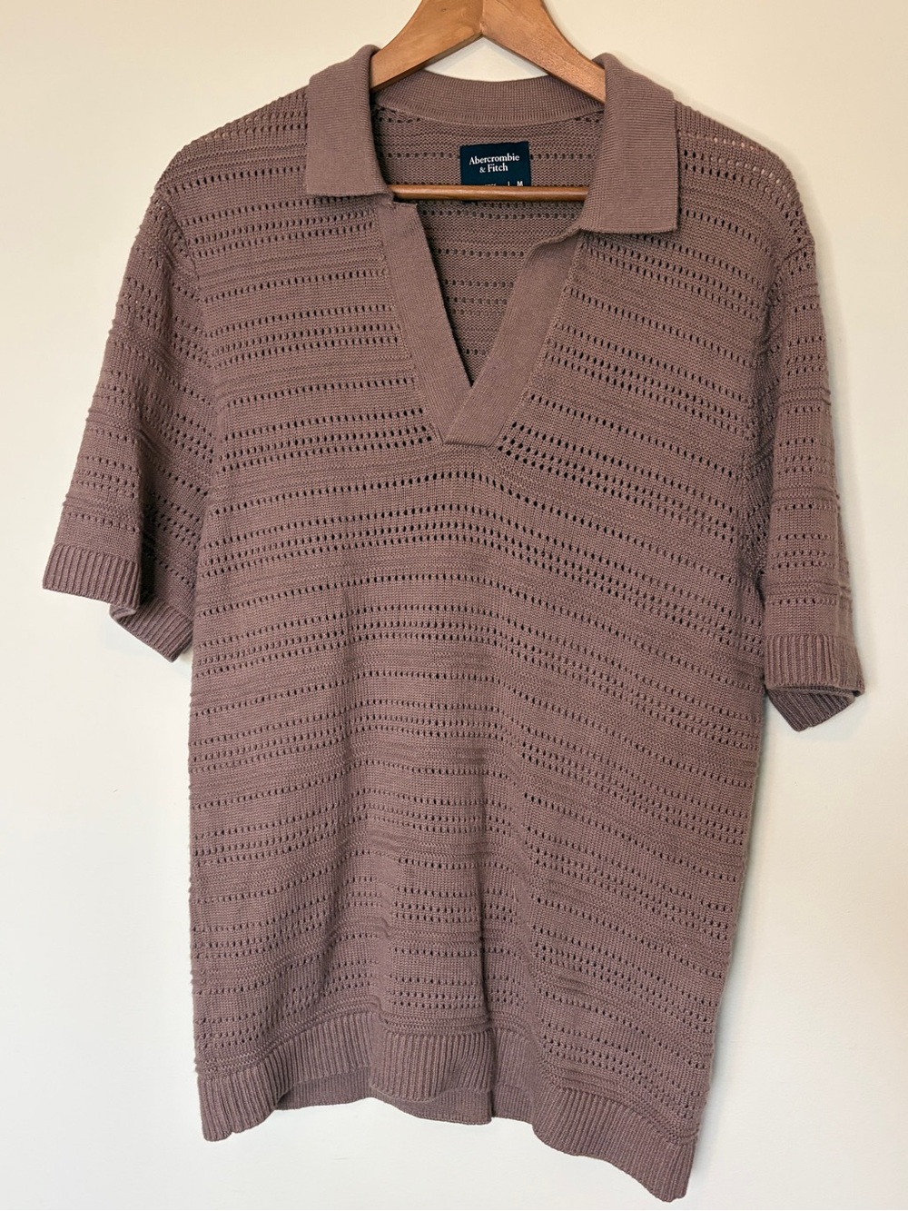 Abercrombie & Fitch mens Johnny collar Knit  Polo Sweater M